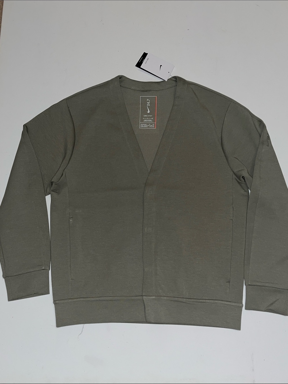 Nike Cardigan Men's S 24.7 Impossibly Soft Steel Green Zip pockets $125